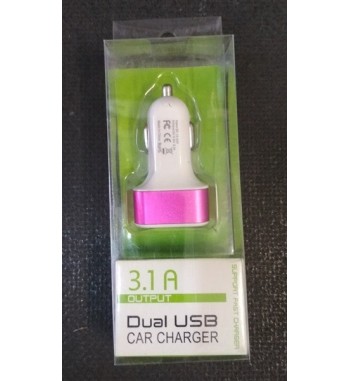 Cargador de coche 12v 3xUSB 5v / 2.1A - Rosa